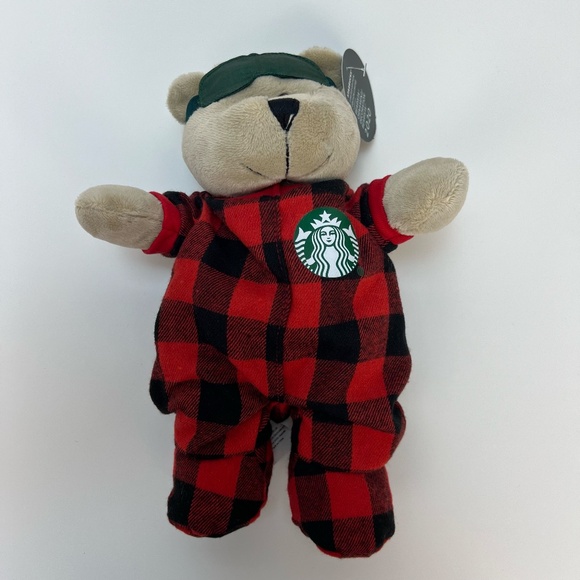 Starbucks Coffee 2020 Bearista Plush 10" Teddy Bear Flannel Pajamas Logo Holiday - Picture 9 of 13